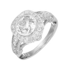 Peter Suchy 1.98 Carat Old European Cut Diamond Halo Platinum Engagement Ring