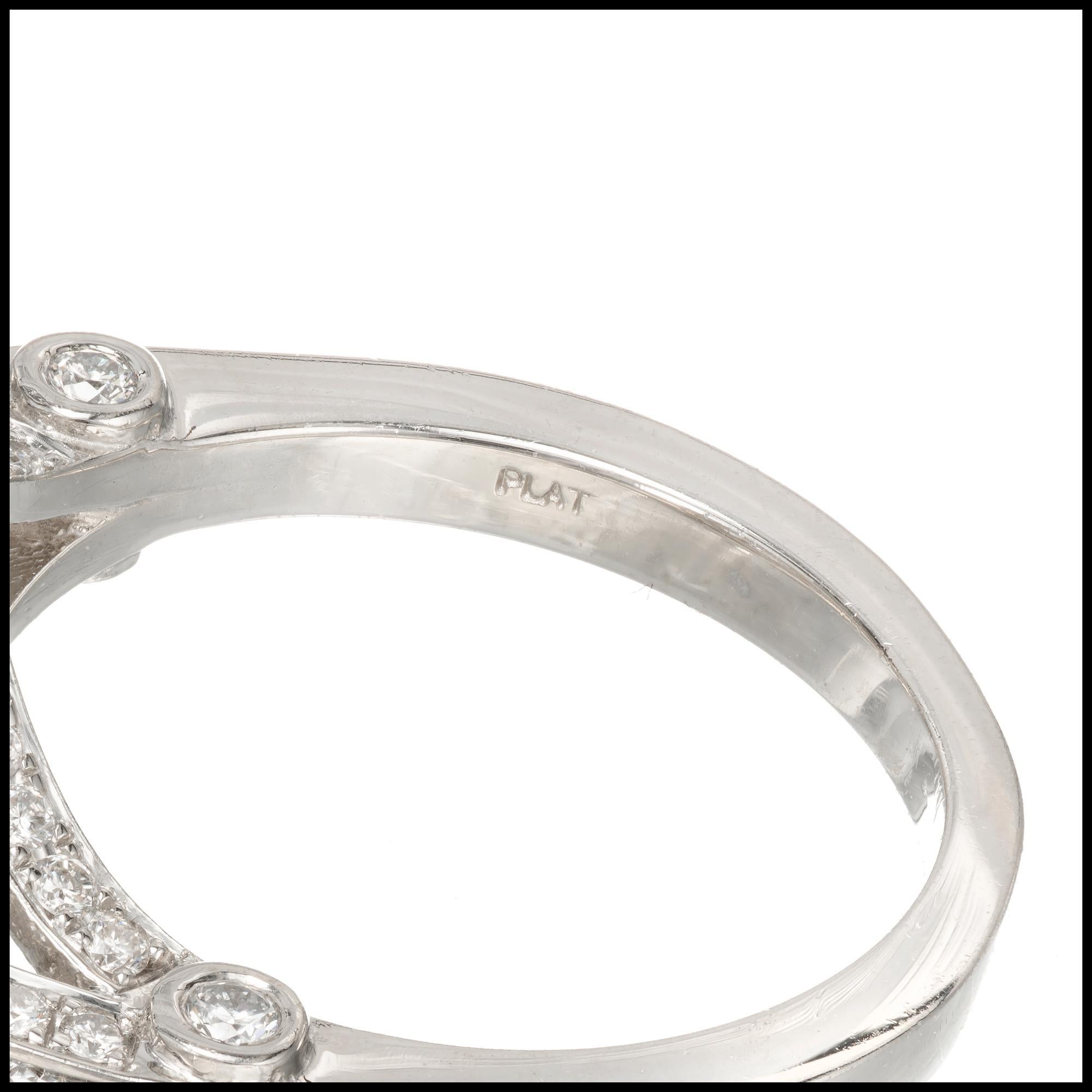 Peter Suchy Bague de fiançailles en platine avec halo de diamants taille européenne ancienne de 1,98 carat Pour femmes en vente