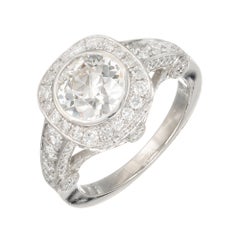 Peter Suchy 1.98 Carat Old European Cut Diamond Halo Platinum Engagement Ring