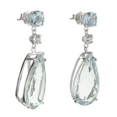 Peter Suchy 20.13 Carat Aquamarine Diamond White Gold Dangle Earrings