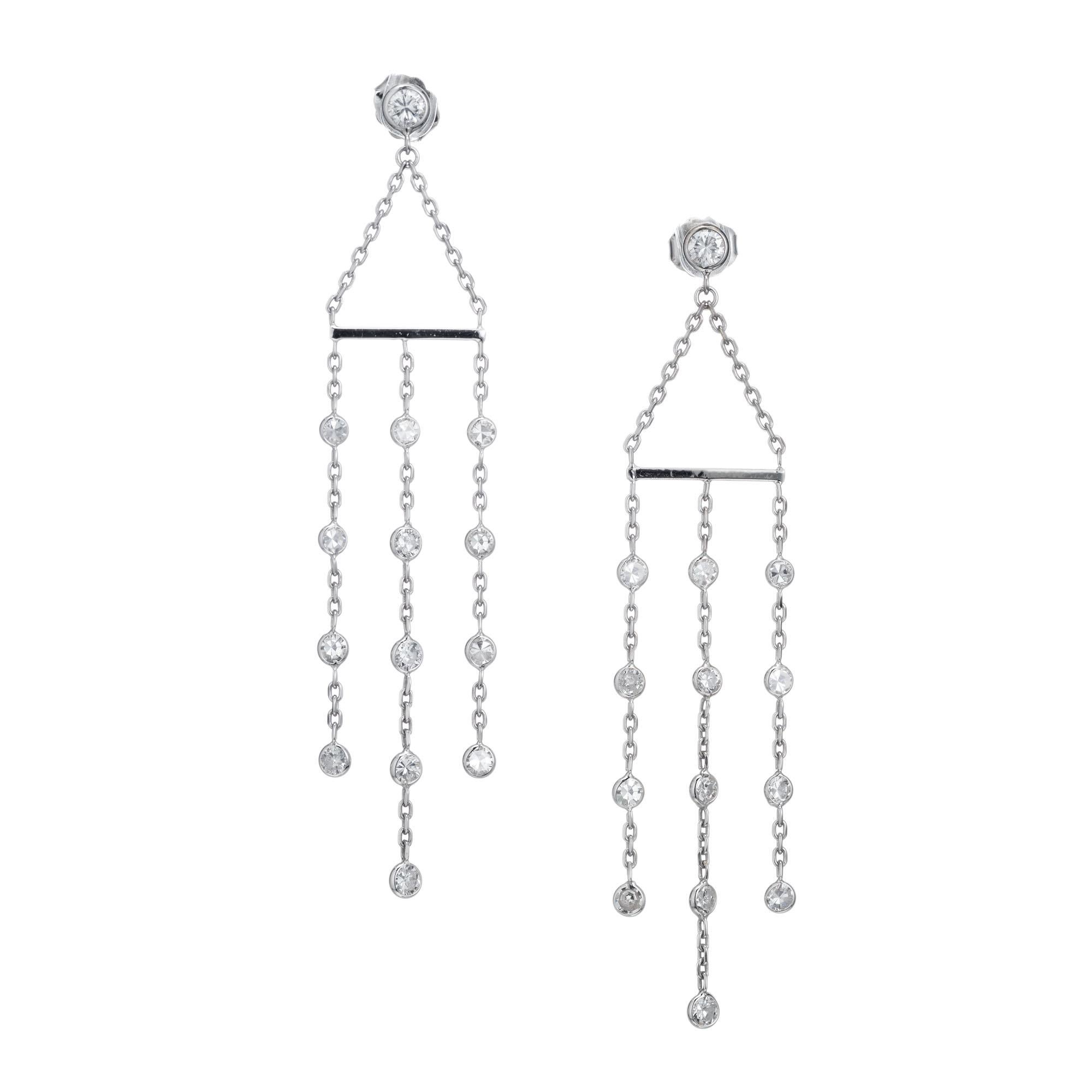 Women's Peter Suchy 2.05 Carat Diamond Gold Dangle Chandelier Earrings For Sale