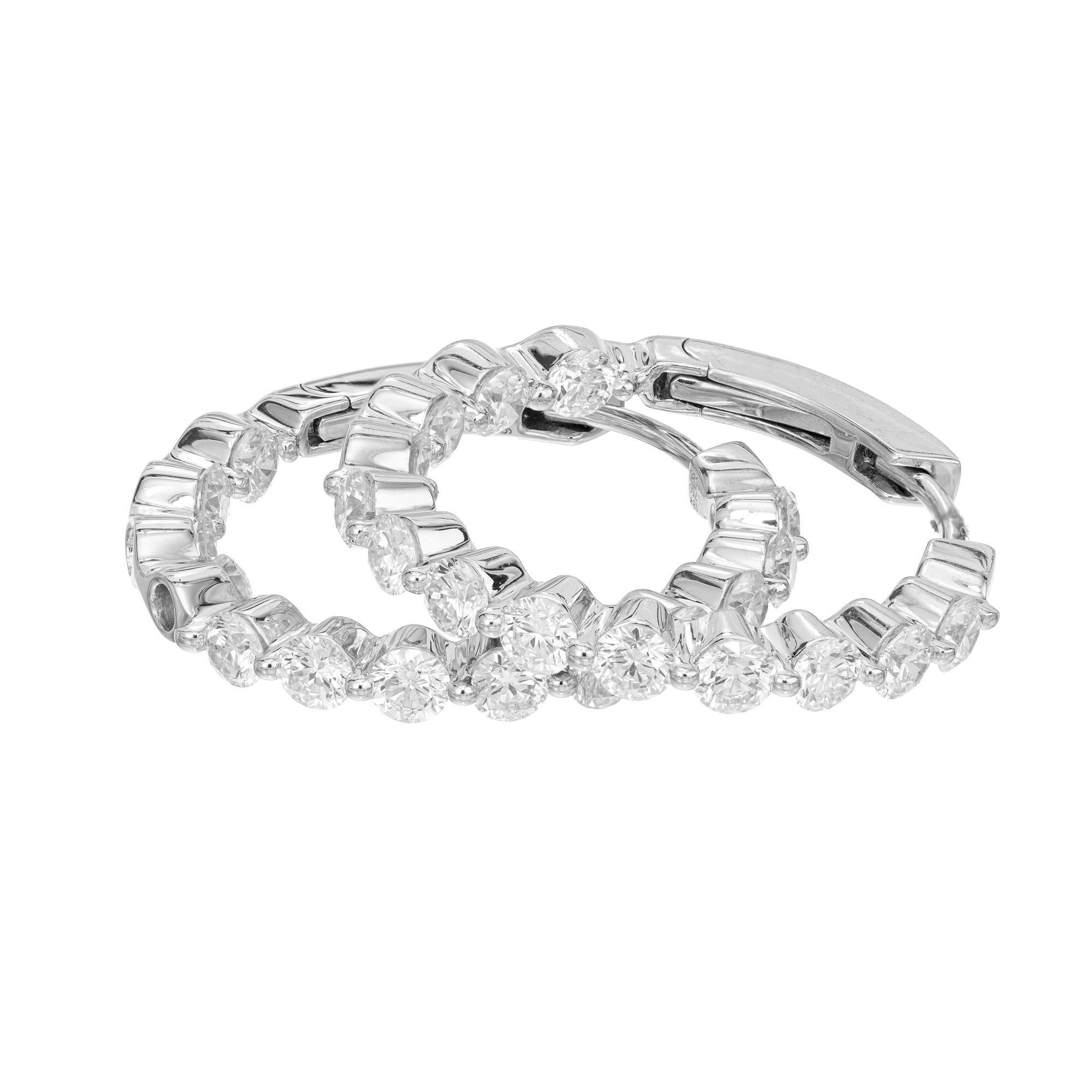 Women's Peter Suchy 2.06 Carat Diamond Inside Out White Gold Hoop Earrings  For Sale