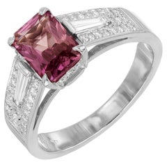 Peter Suchy 2.06 Carat Pink Octagonal Sapphire Diamond Platinum Engagement Ring