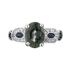 Peter Suchy 2.07 Carat Color Change Sapphire Diamond Platinum Engagement Ring