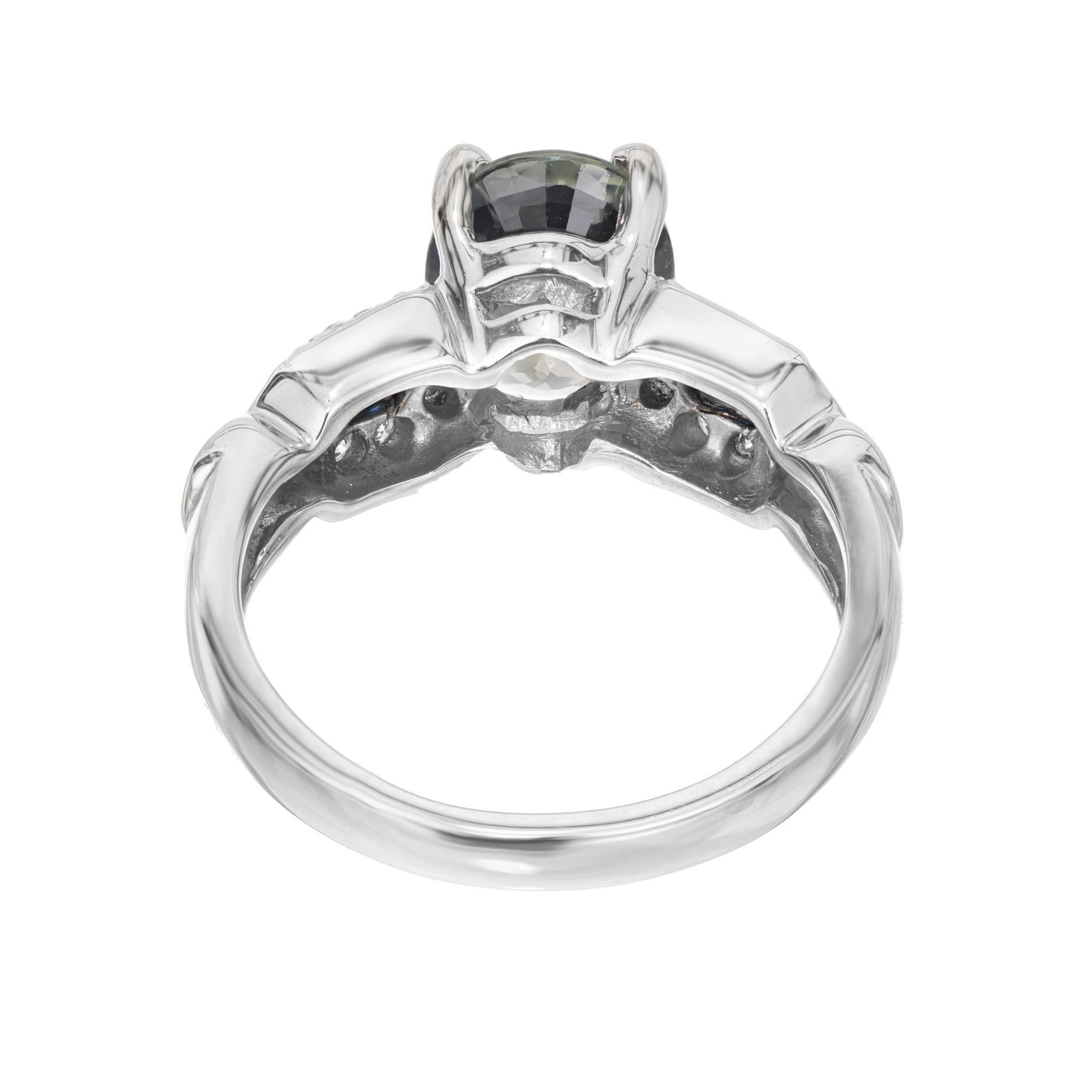 Oval Cut Peter Suchy 2.07 Carat Color Change Sapphire Diamond Platinum Engagement Ring For Sale