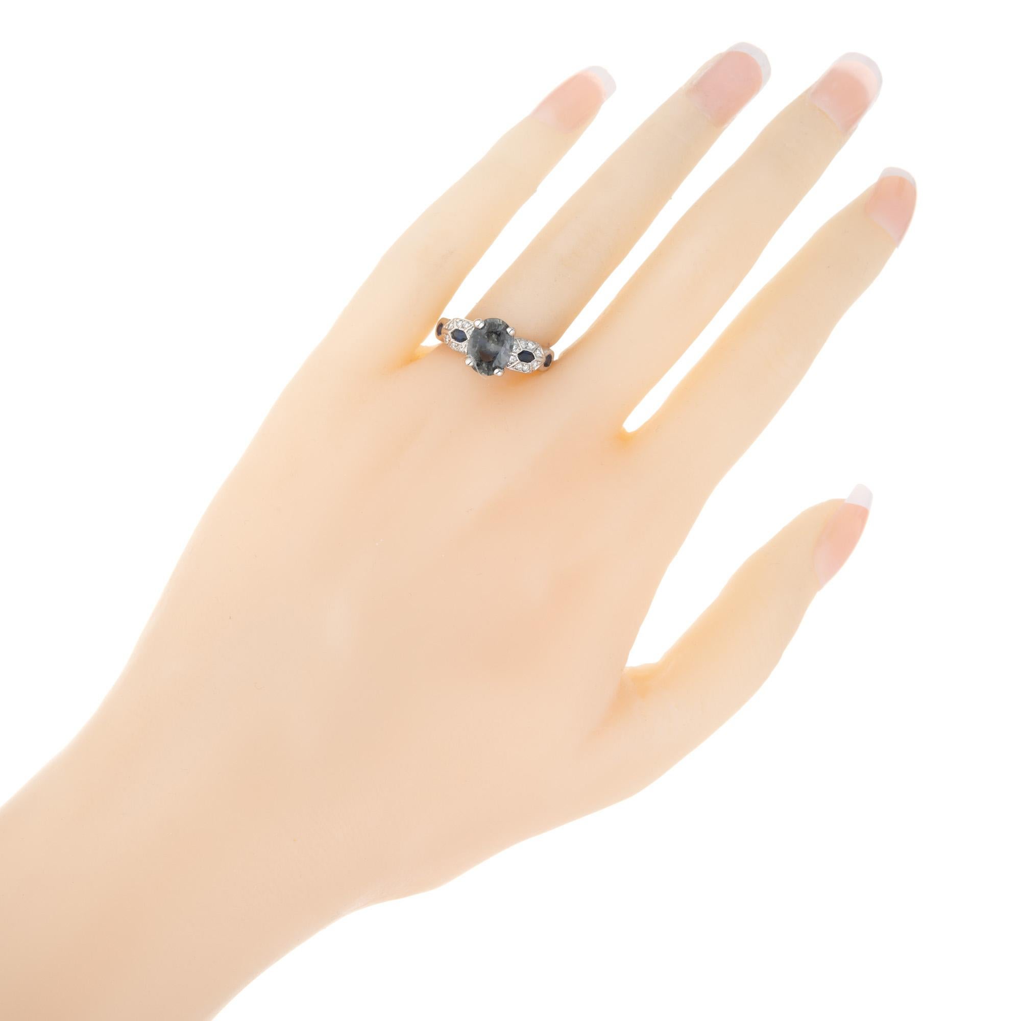 Peter Suchy 2.07 Carat Color Change Sapphire Diamond Platinum Engagement Ring For Sale 1