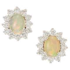 Peter Suchy 2.09 Carat Opal Diamond Halo White Gold Earrings