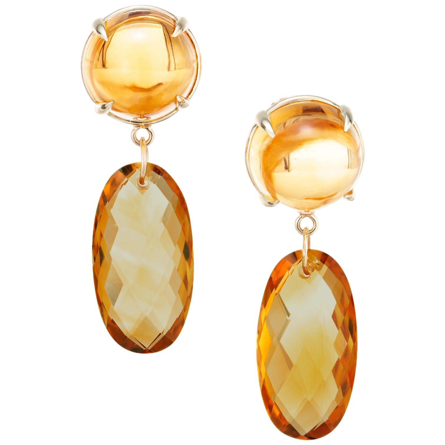 Peter Suchy 20.95 Carat Citrine Yellow Gold Dangle Earrings