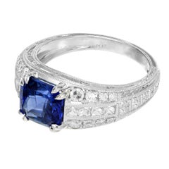 Peter Suchy 2.10 Carat Cornflower Blue Sapphire Diamond Platinum Engagement Ring