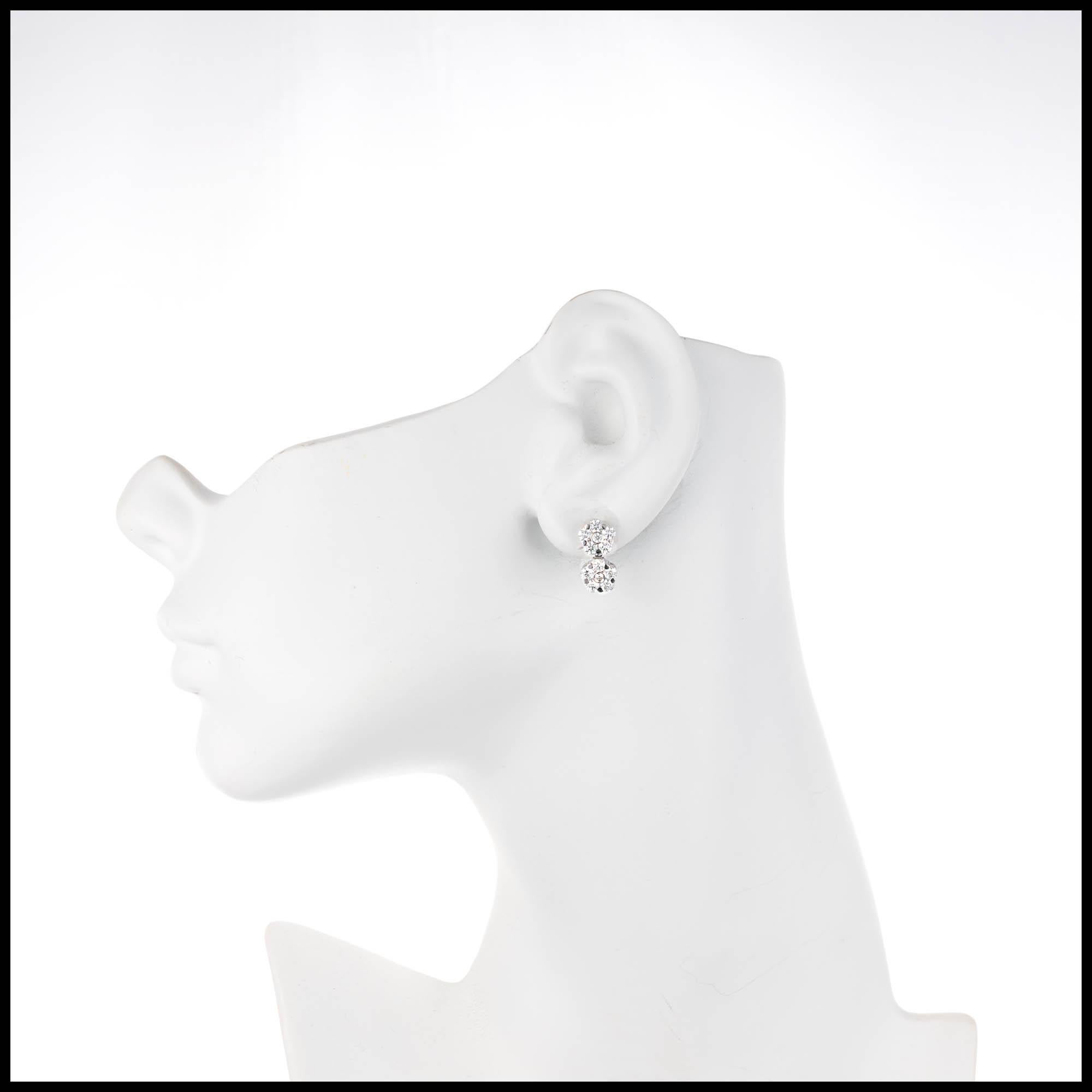 Peter Suchy 2.11 Carat Diamond White Gold Flower Cluster Dangle Earrings 1