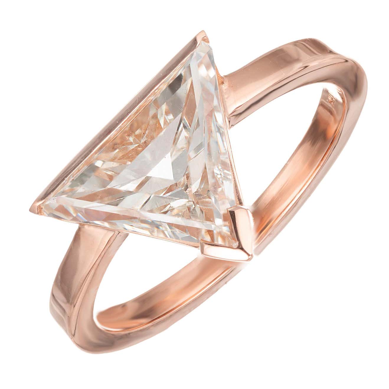 Peter Suchy 2.12 Carat Diamond Rose Gold Modern Triangle Engagement ...
