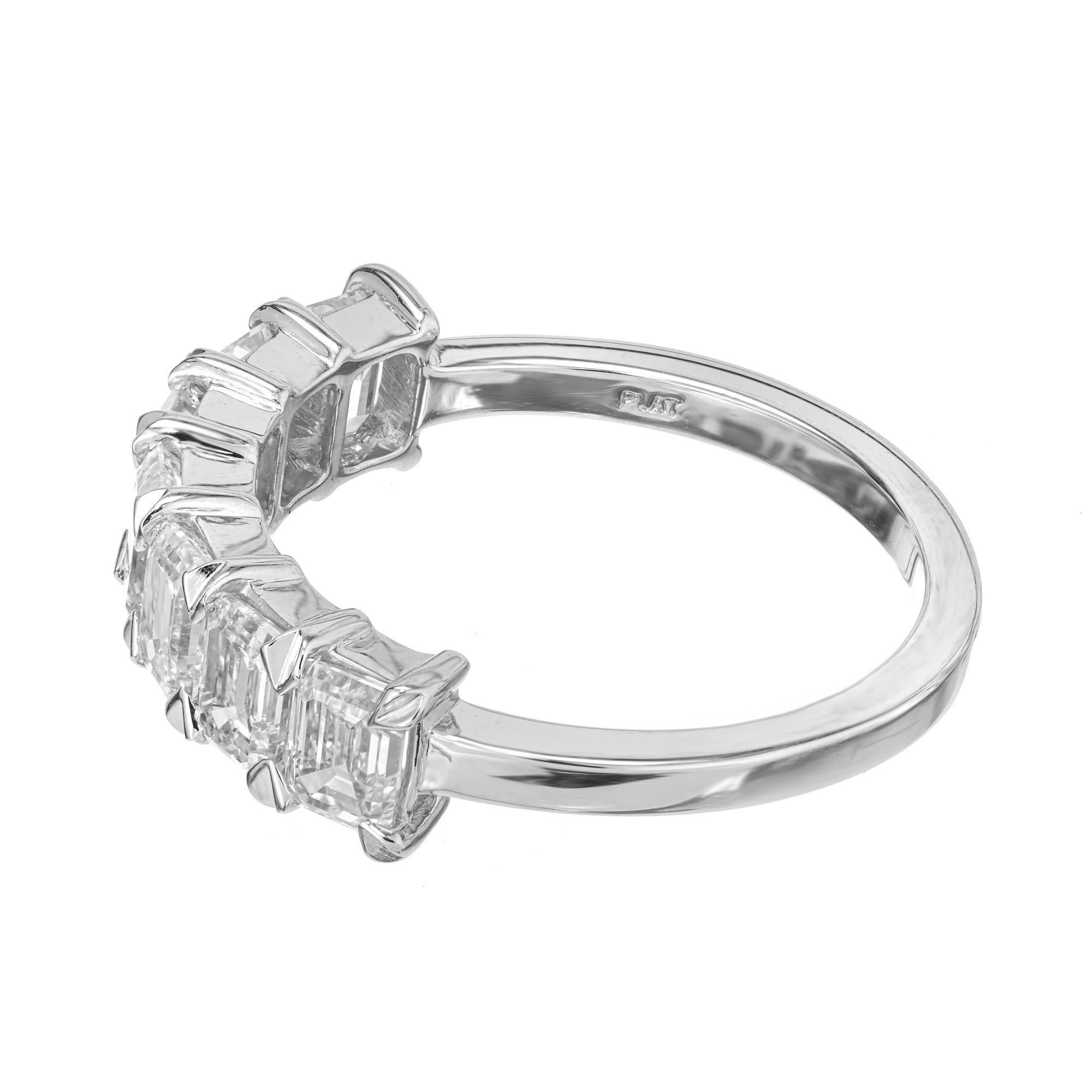 Women's Peter Suchy 2.16 Carat Emerald Cut Diamond Platinum Wedding Band Ring For Sale