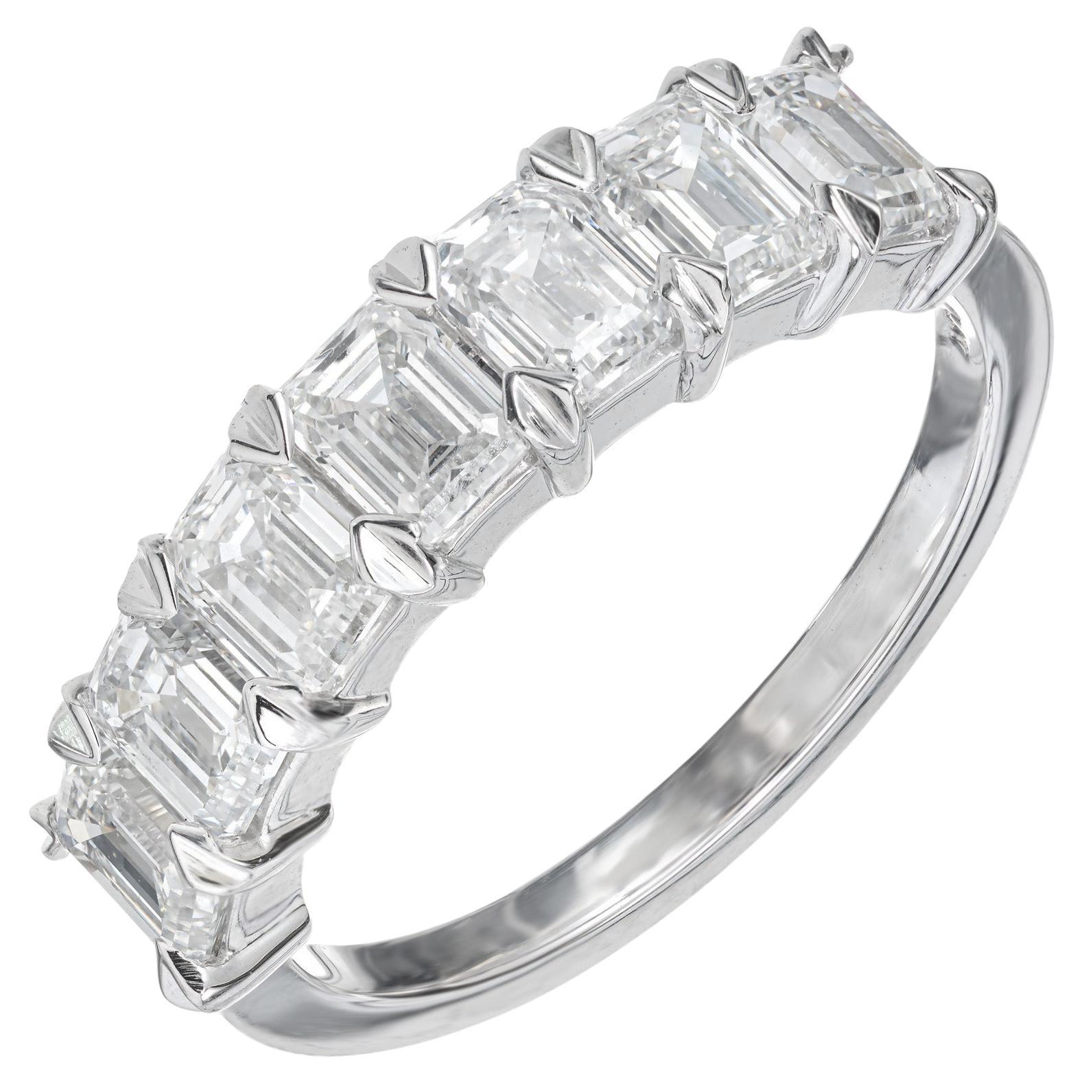 Peter Suchy 2.16 Carat Emerald Cut Diamond Platinum Wedding Band Ring For Sale