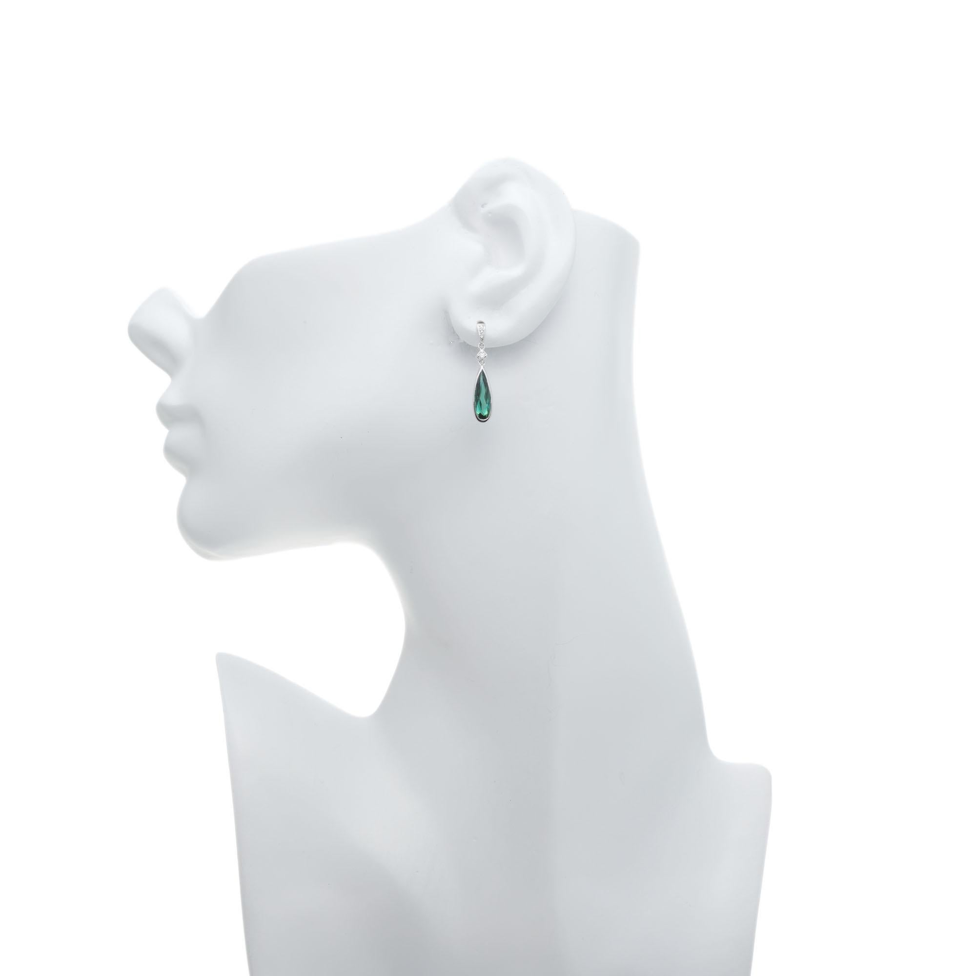 Women's Peter Suchy 2.17 Carat Tourmaline Diamond White Gold Dangle Earrings