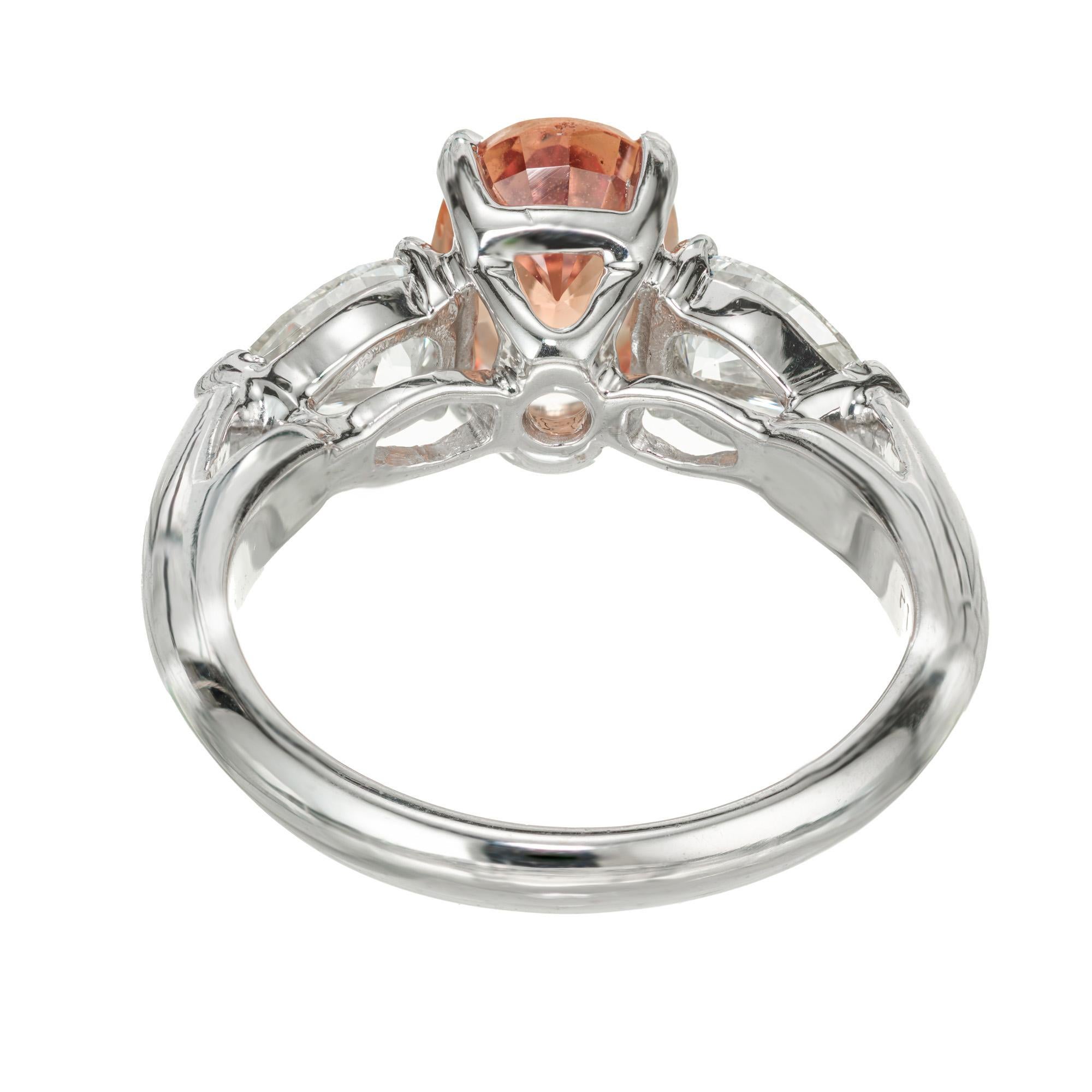 Women's Peter Suchy 2.18 Carat Sapphire Diamond Platinum Three-Stone Engagement Ring For Sale