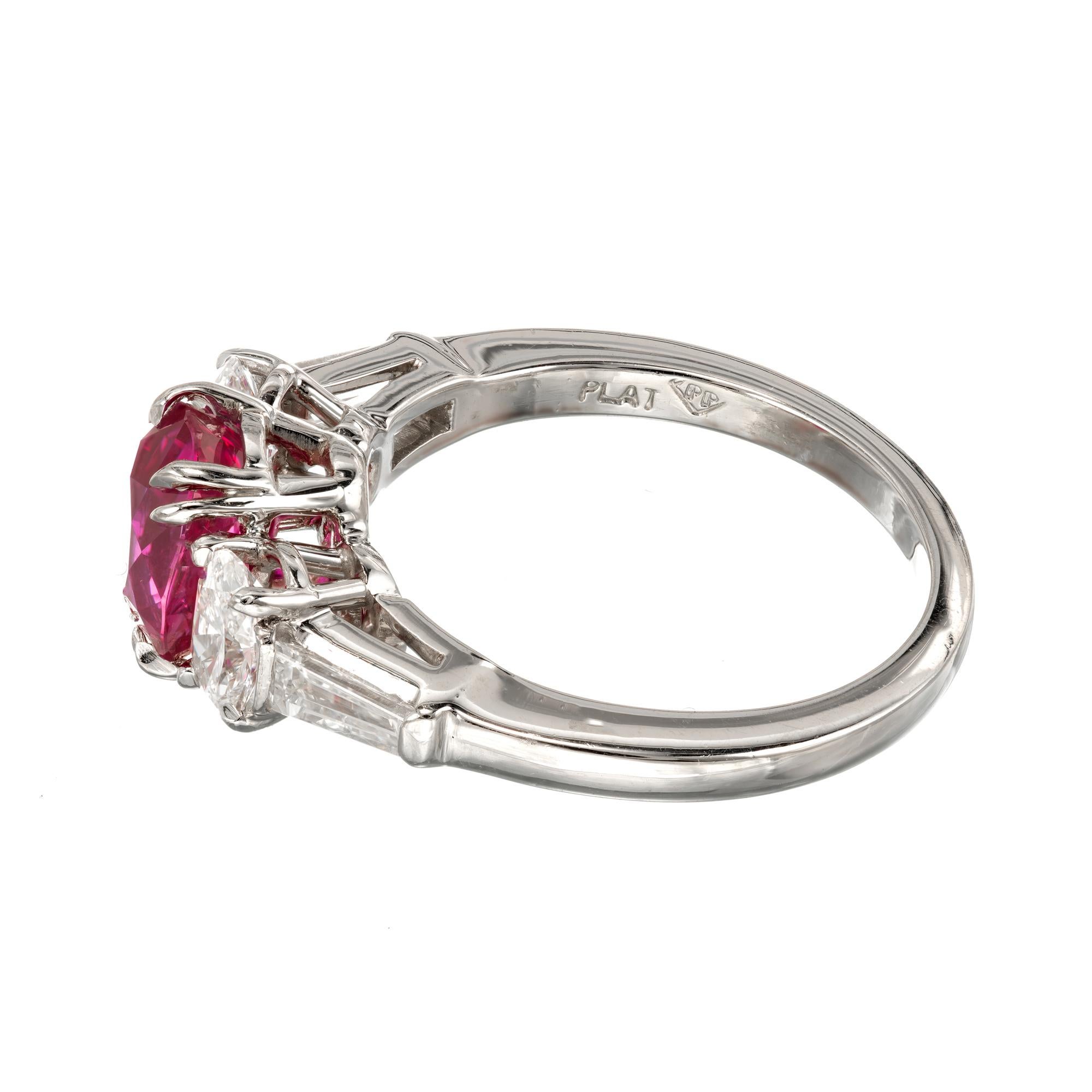 Peter Suchy 2.23 Carat Burma Myanmar Red Ruby Diamond Platinum Engagement Ring In Excellent Condition For Sale In Stamford, CT