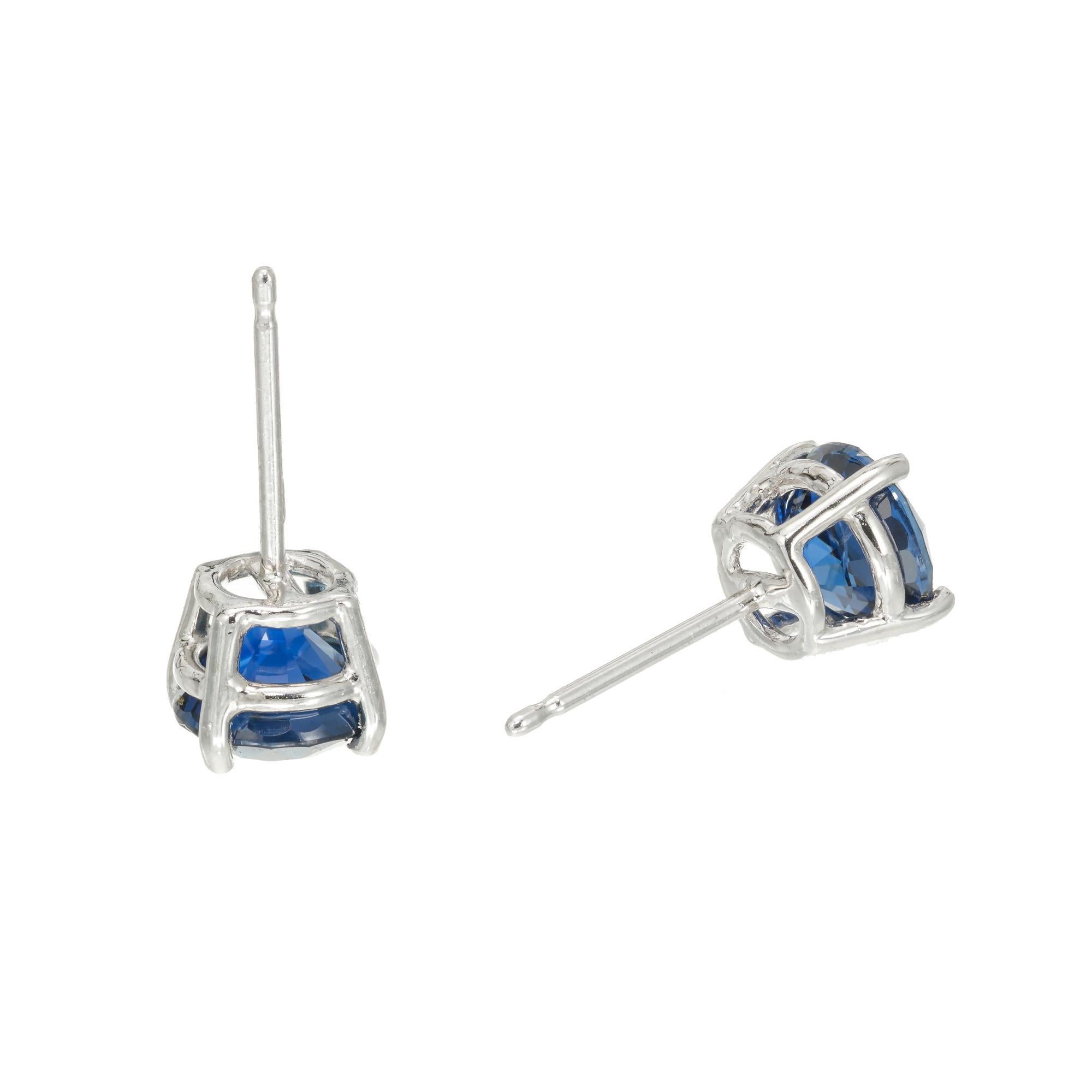 Peter Suchy 2.24 Carat Blue Sapphire Platinum Stud Earrings In New Condition For Sale In Stamford, CT