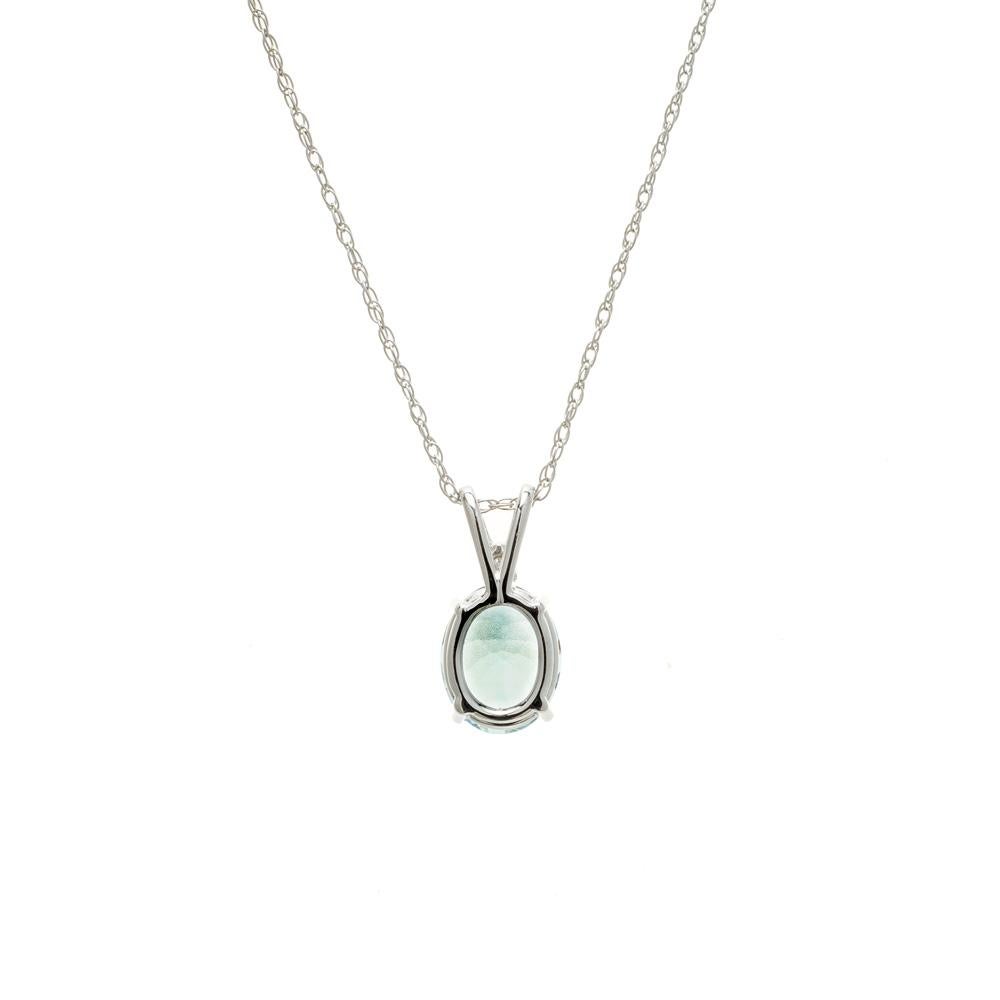 Peter Suchy Collier pendentif en or blanc avec aigue-marine de 2,25 carats et diamants Neuf - En vente à Stamford, CT