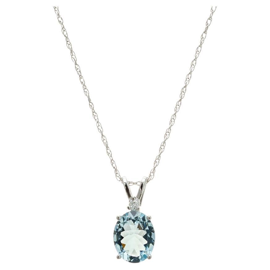 Peter Suchy 2.25 Carat Aquamarine Diamond White Gold Pendant Necklace