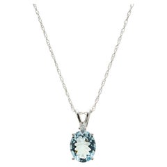 Peter Suchy 2.25 Carat Aquamarine Diamond White Gold Pendant Necklace