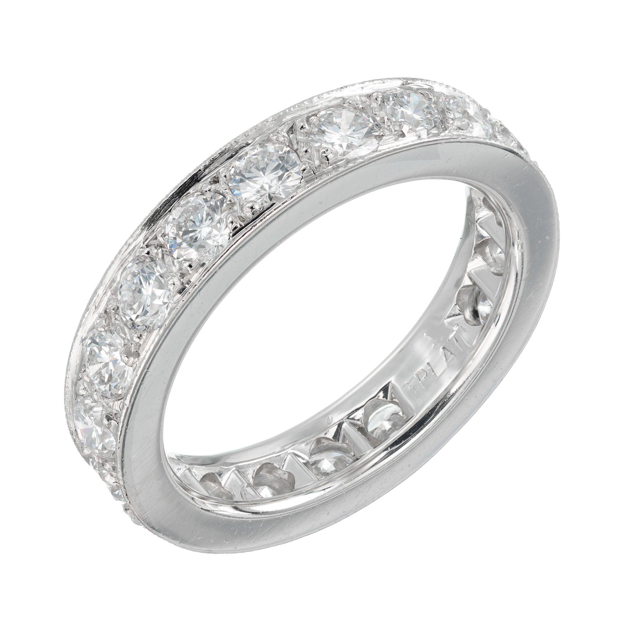 Peter Suchy 2.25 Carat Diamond Bead Set Eternity Wedding Band Platinum Ring For Sale