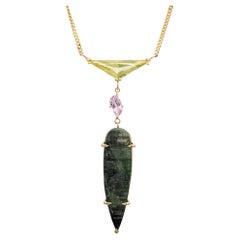Peter Suchy 23.14 Carat Tourmaline Beryl Topaz Yellow Gold Pendant Necklace