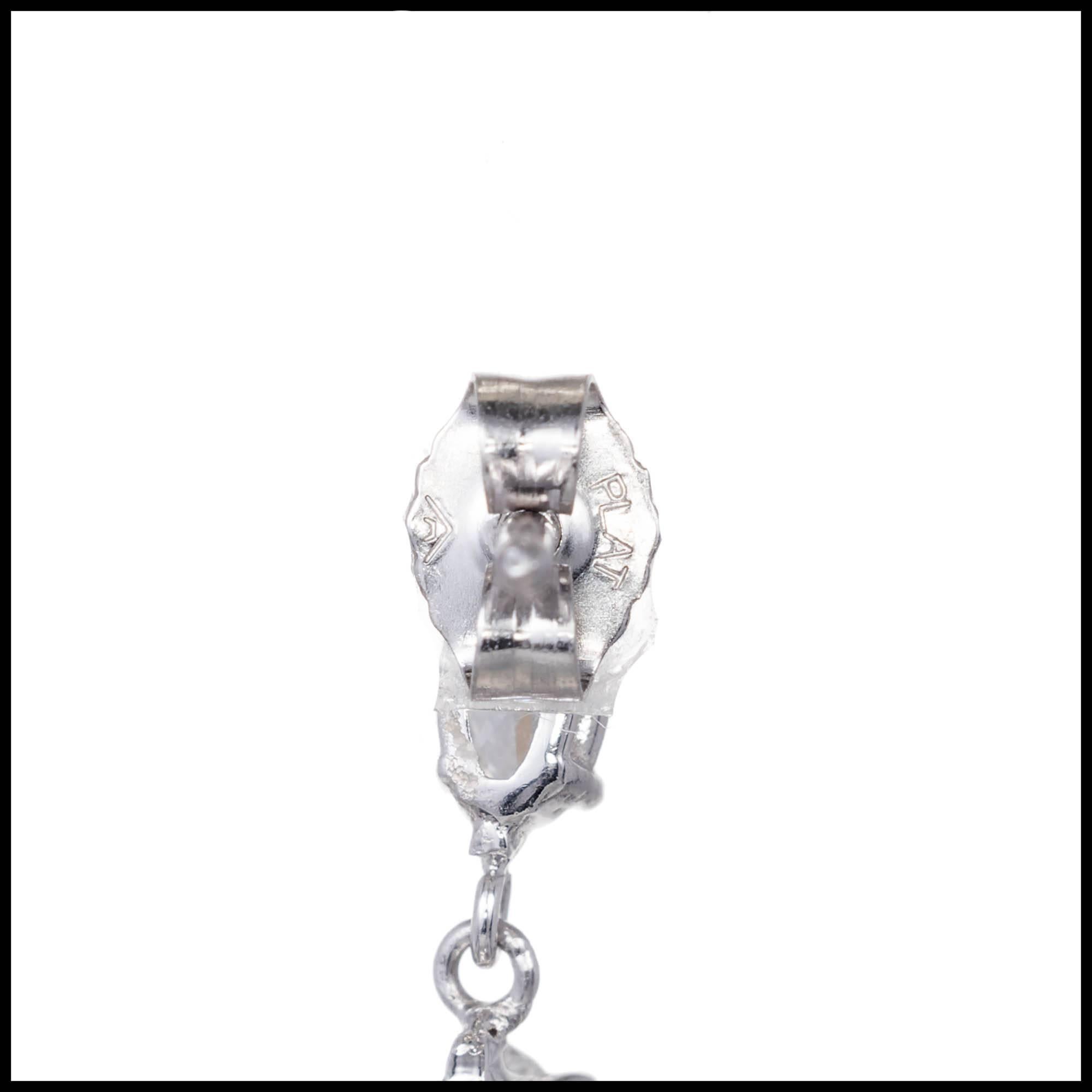 Peter Suchy triple Marquise Diamond dangle earrings in solid Platinum with bright sparkly Marquise Diamonds from and estate in handmade simple dangle earrings. EGL certified.

4 Marquise Diamonds, approx. total weight .76cts, F – H – H, SI1 – SI3,