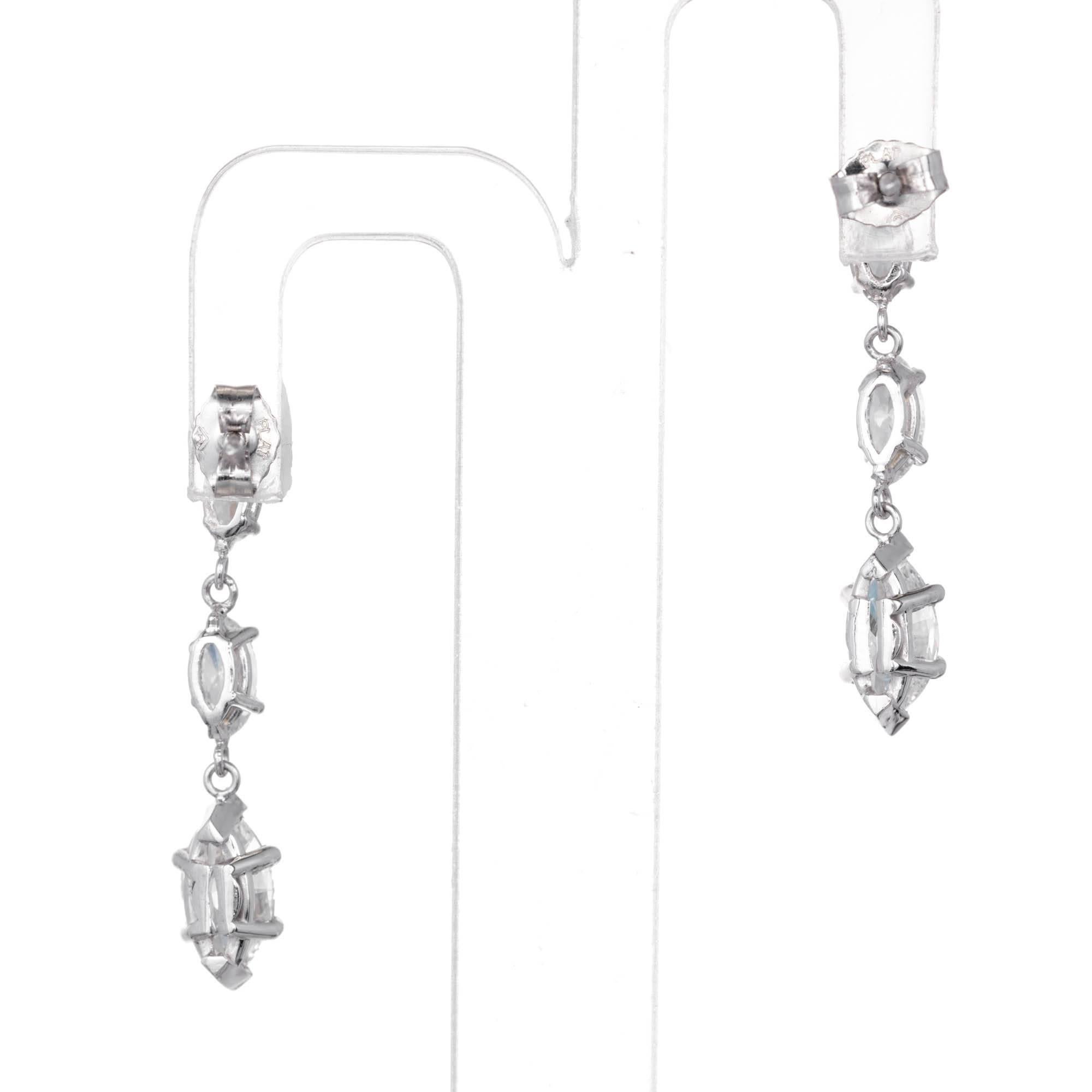 Peter Suchy 2.32 Carat Marquise Triple Diamond Platinum Dangle Earrings In Good Condition For Sale In Stamford, CT