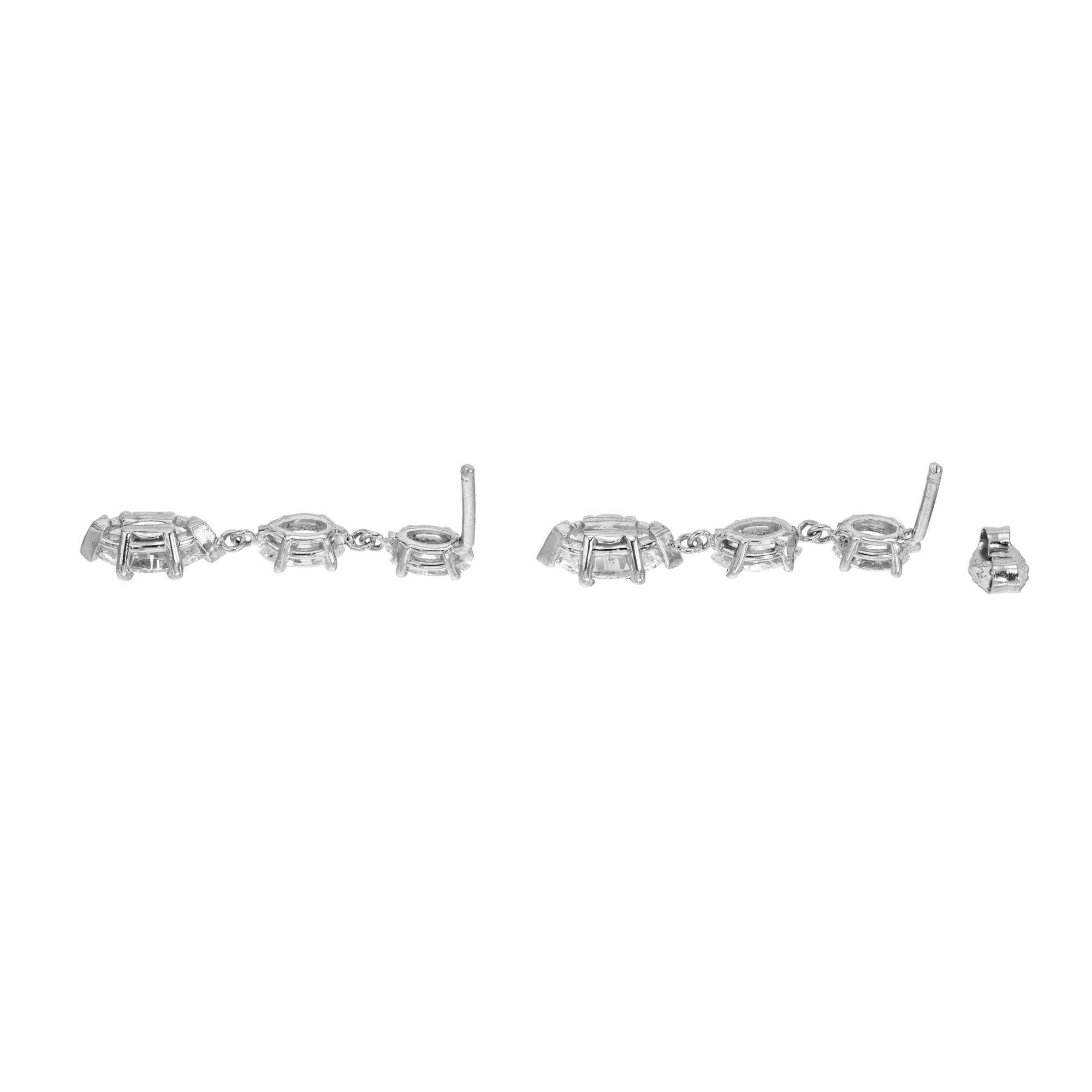 Women's Peter Suchy EGL 2.32 Carat Marquise Triple Diamond Platinum Dangle Earrings For Sale