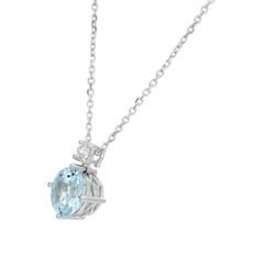 Peter Suchy 2.33 Carat Aquamarine Diamond White Gold Pendant Necklace