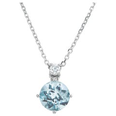 Peter Suchy 2.33 Carat Aquamarine Diamond White Gold Pendant Necklace