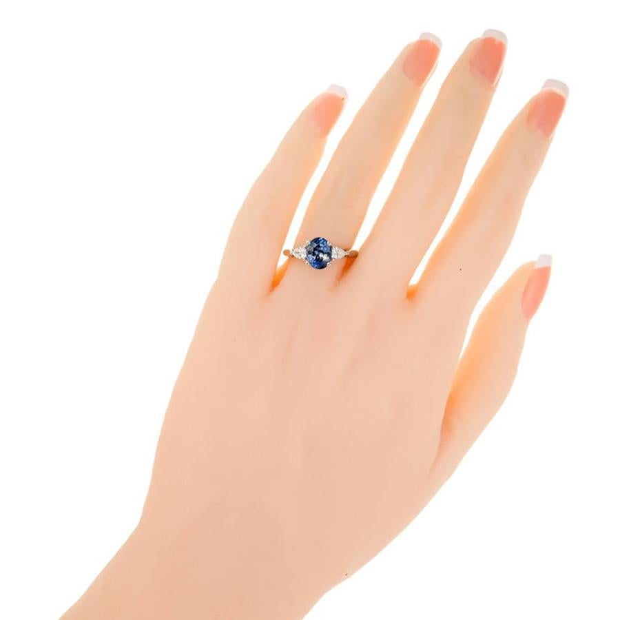 Peter Suchy Bague de fiançailles en platine avec saphir bleu de 2,35 carats et diamant poire Pour femmes en vente