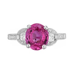 Peter Suchy 2.37 Carat Pink Sapphire Pave Diamond Platinum Engagement Ring