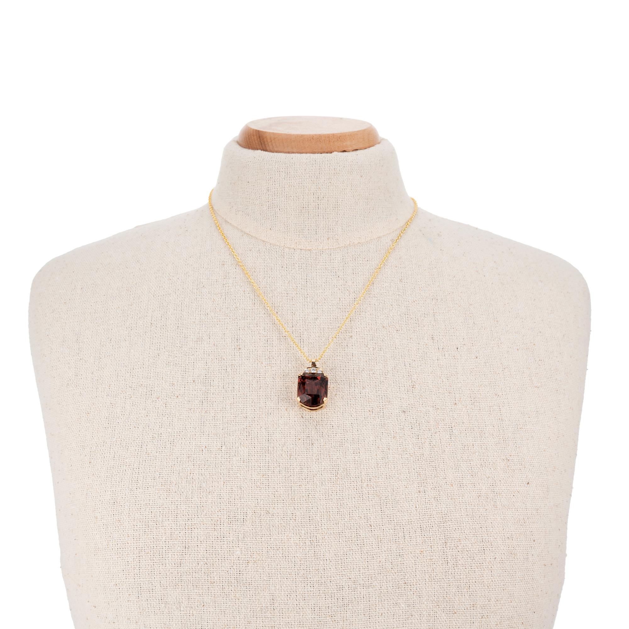 Women's Peter Suchy 24.39 Carat Pink Tourmaline Diamond Yellow Gold Pendant Necklace For Sale