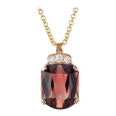 Peter Suchy Collier pendentif en or jaune avec tourmaline rose de 24,39 carats et diamants