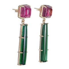 Peter Suchy 24.76 Tourmaline Yellow Gold Dangle Earrings