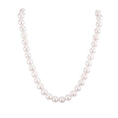 Peter Suchy .25 Carat Diamond Clasp Pearl White Gold Necklace