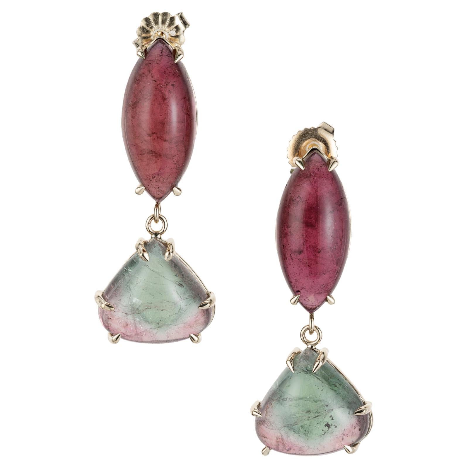 Peter Suchy 25.50 Carat Tourmaline Yellow Gold Dangle Earrings For Sale