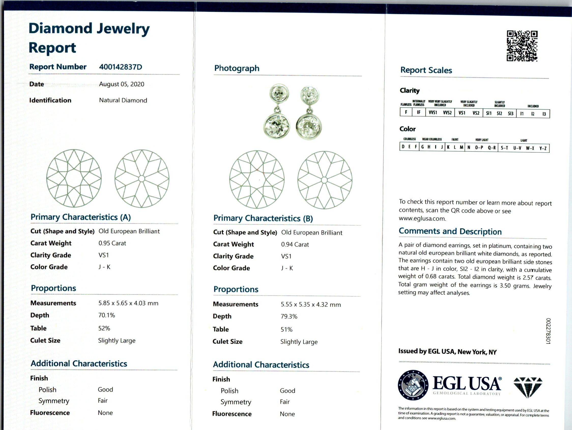 Peter Suchy 2.57 Carat Diamond Platinum Dangle Earrings For Sale 2
