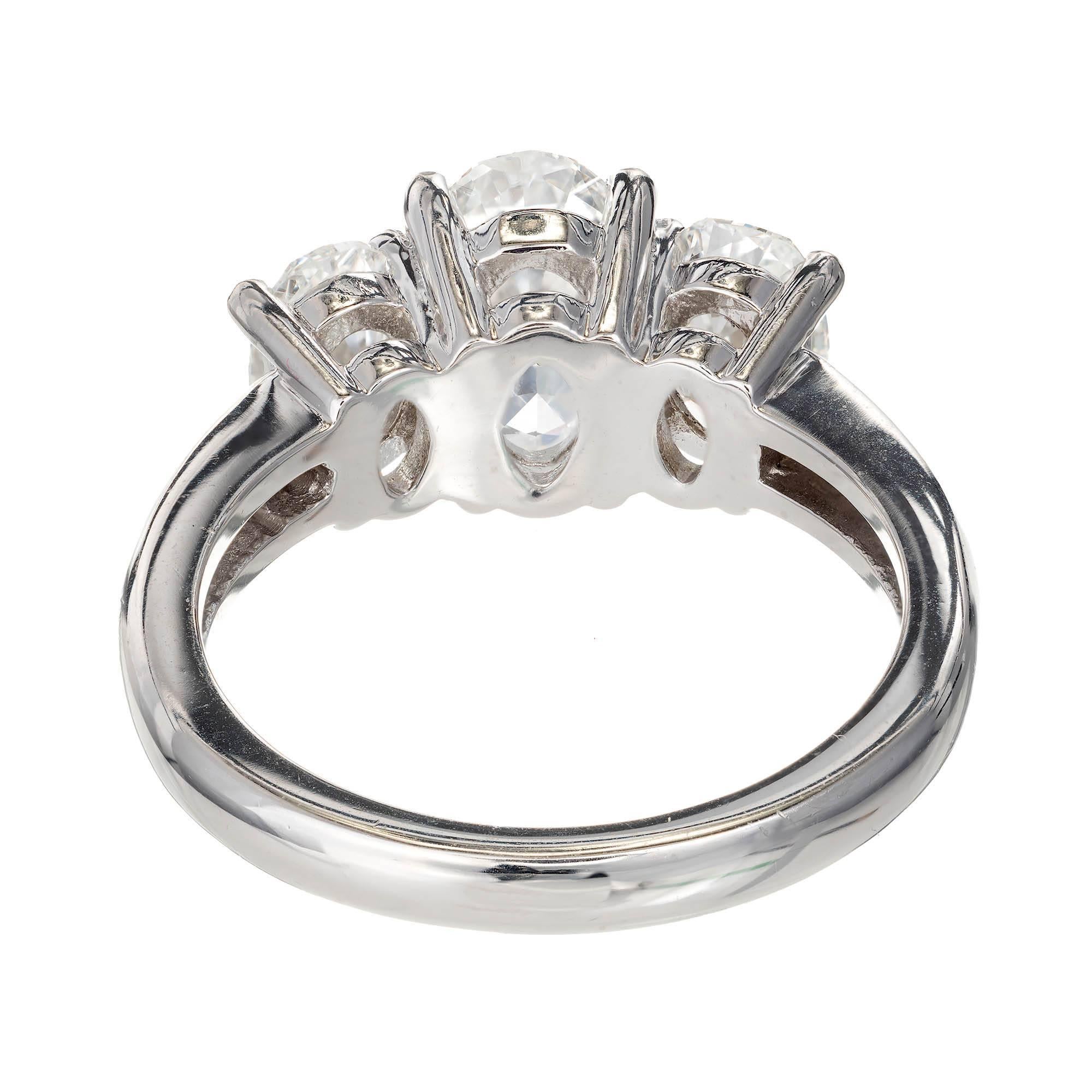 Women's Peter Suchy 2.58 Carat Oval Diamond Three-Stone Platinum Engagement Ring