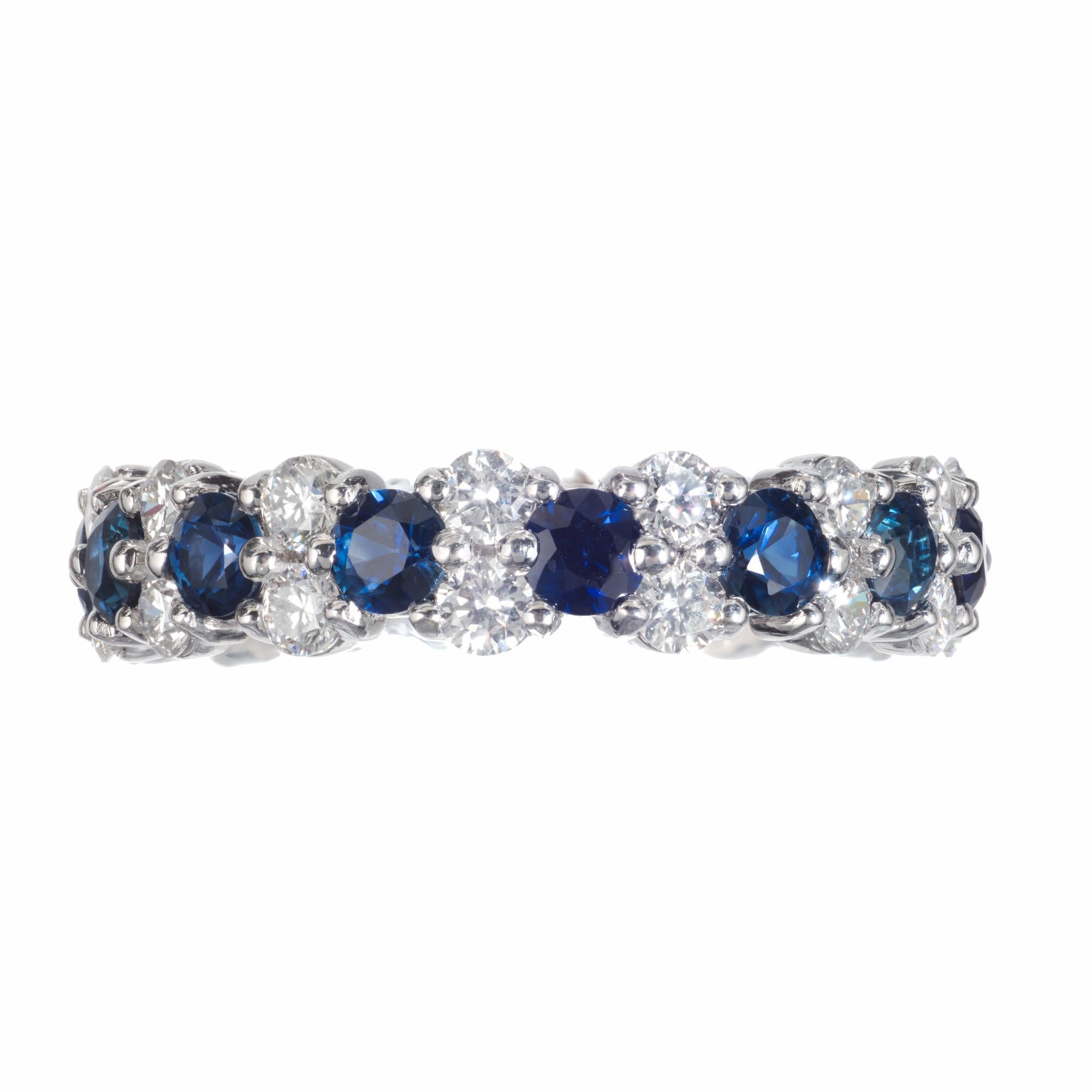 Round Cut Peter Suchy 2.60 Carat Sapphire Diamond Platinum Eternity Band Ring For Sale