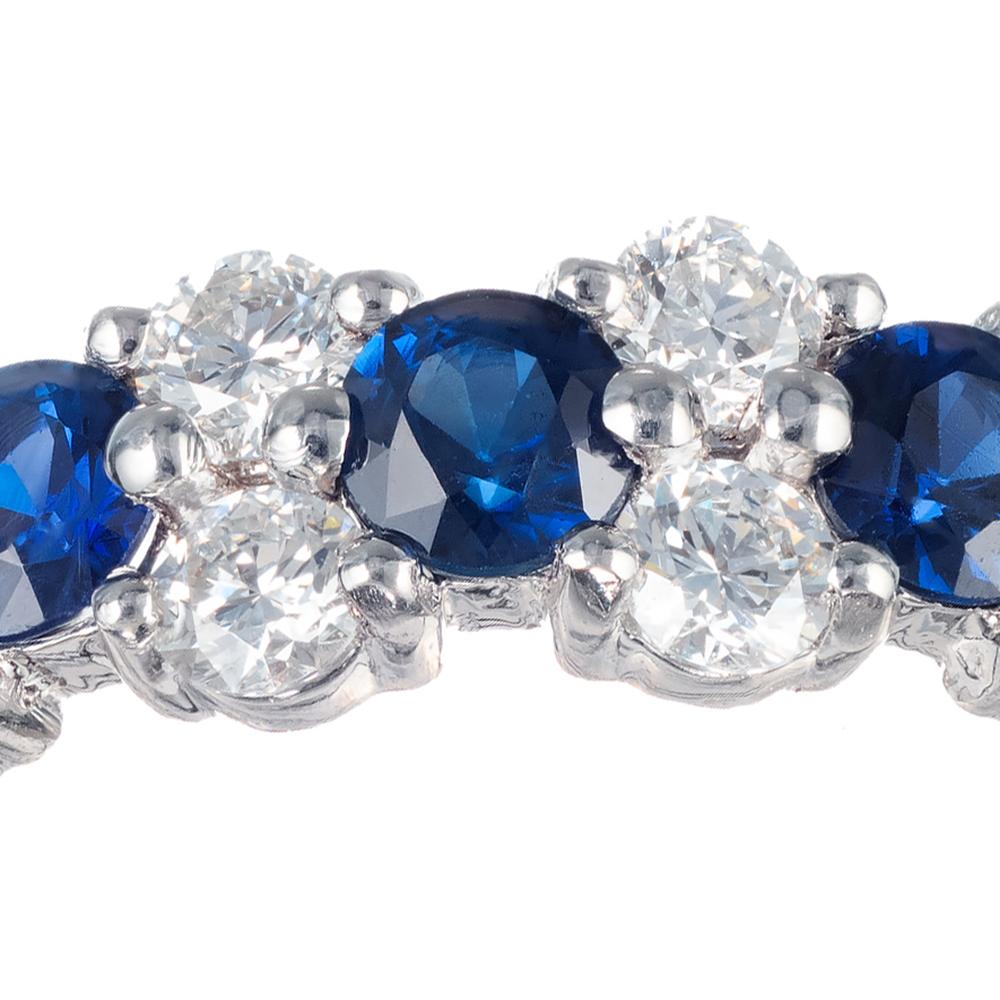 Women's Peter Suchy 2.60 Carat Sapphire Diamond Platinum Eternity Band Ring For Sale