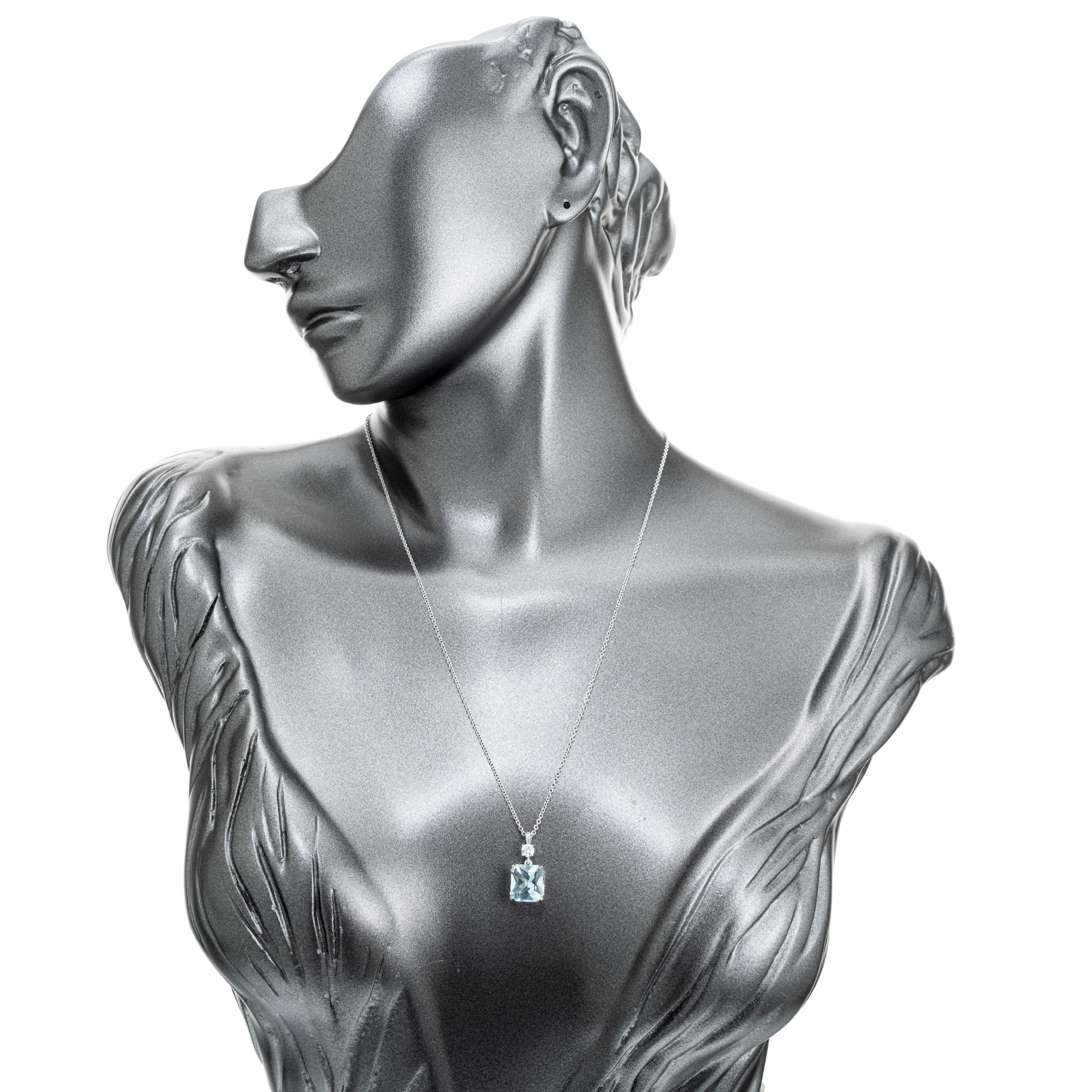 Women's Peter Suchy 2.63 Carat Aquamarine Diamond White Gold Pendant Necklace