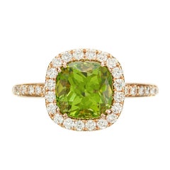 Peter Suchy 2.63 Carat Peridot Diamond Rose Gold Halo Engagement Ring