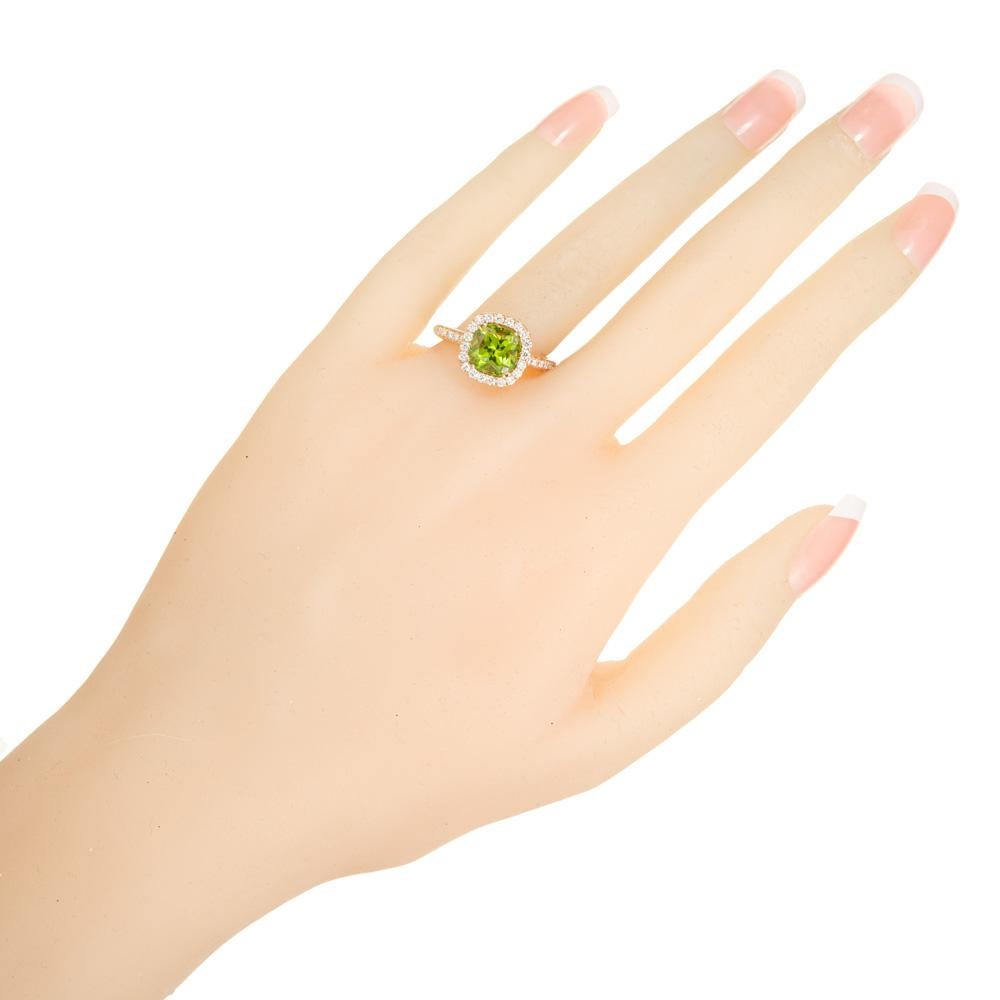 Peter Suchy 2.63 Carat Peridot Diamond Rose Gold Halo Engagement Ring For Sale 3