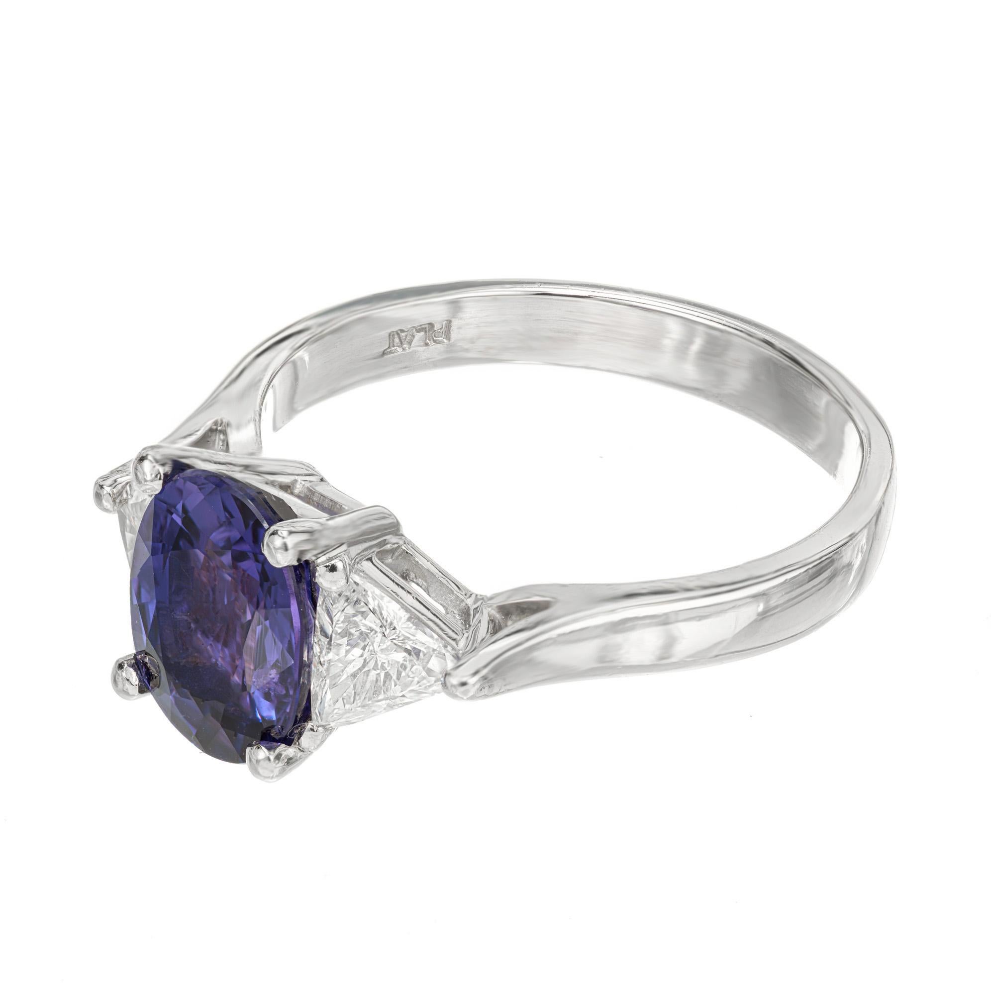 Women's Peter Suchy 2.64 Carat No Heat Purple Sapphire Diamond Platinum Engagement Ring  For Sale
