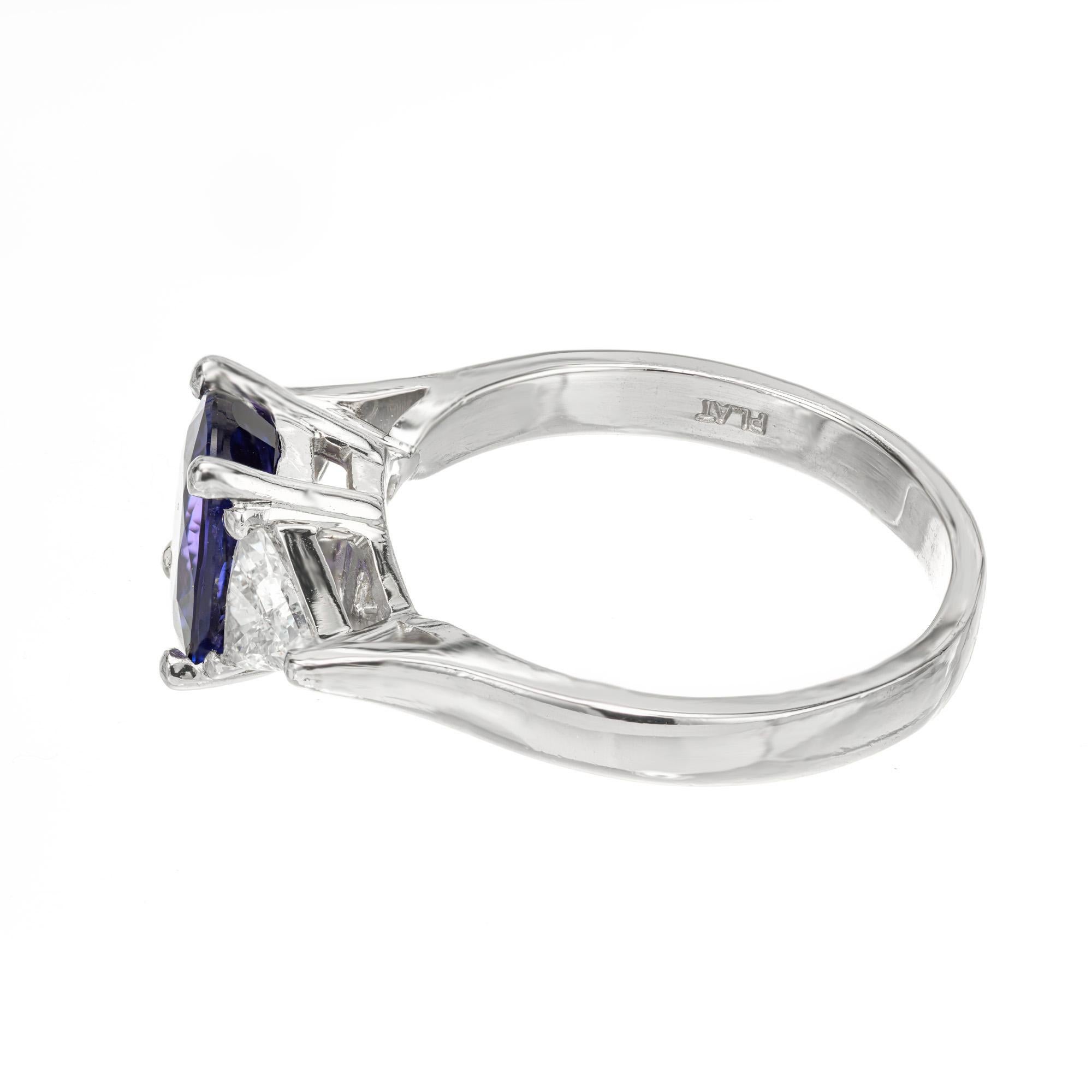 Peter Suchy 2.64 Carat No Heat Purple Sapphire Diamond Platinum Engagement Ring  For Sale 1