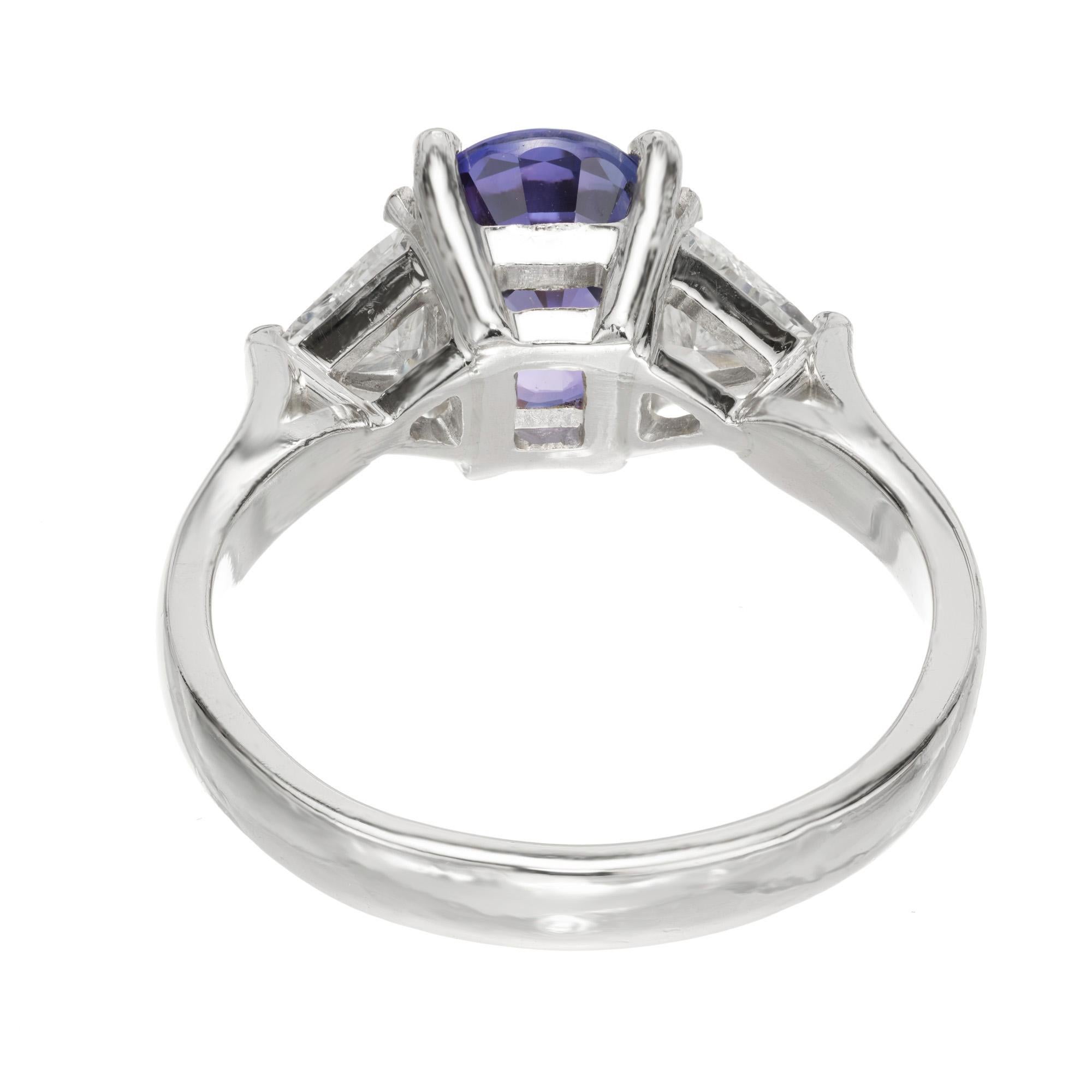 Peter Suchy 2.64 Carat No Heat Purple Sapphire Diamond Platinum Engagement Ring  For Sale 2