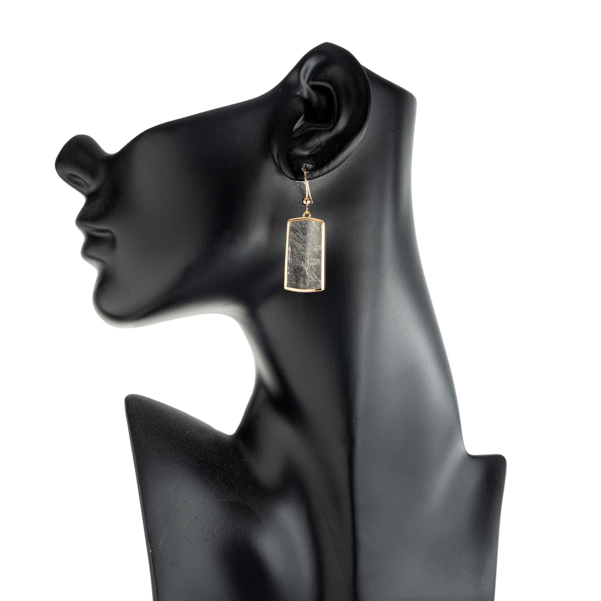 Peter Suchy 26.46 Carat Transparent Quartz Crystal Rose Gold Dangle Earrings For Sale 1