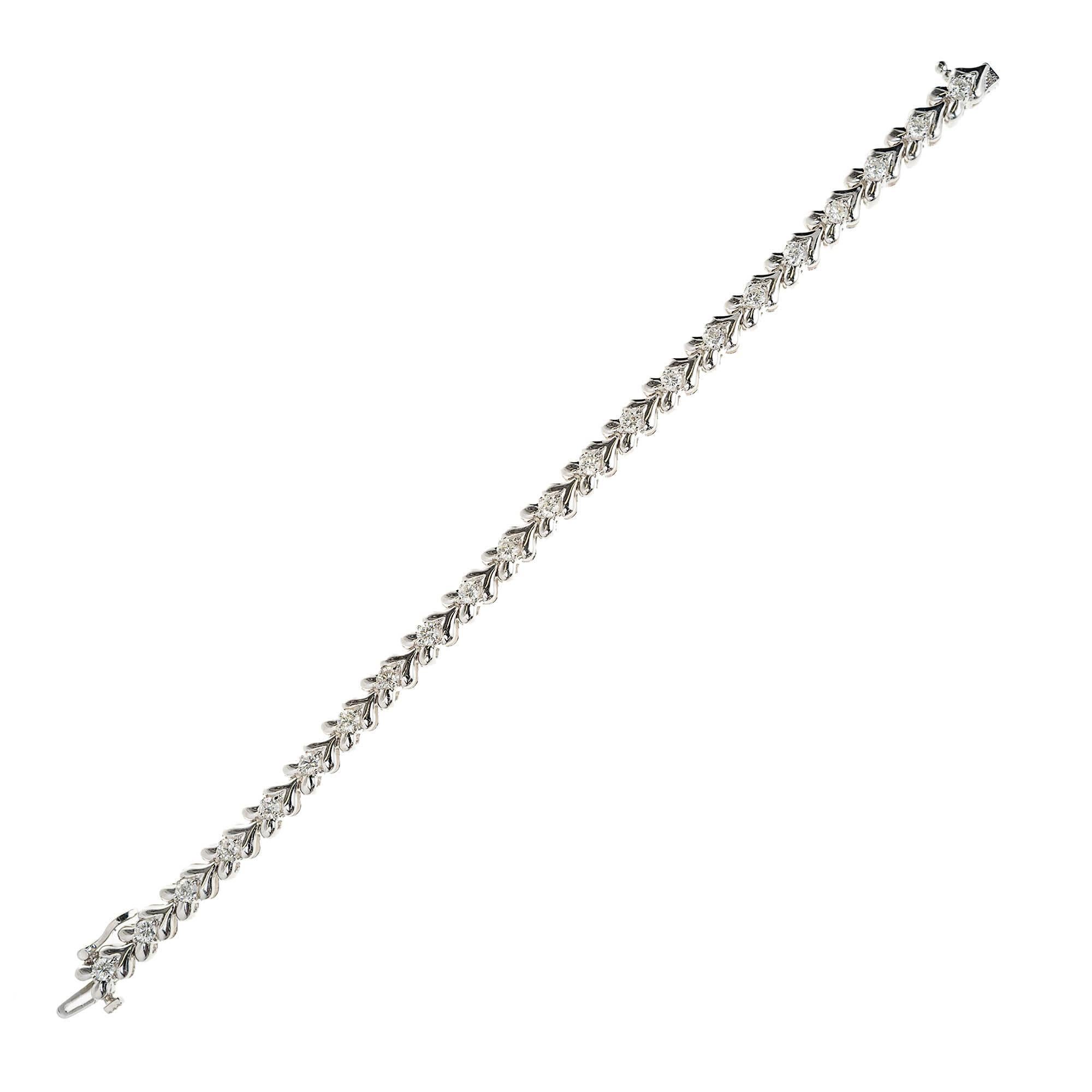 Women's Peter Suchy 2.65 Carat Diamond Chevron White Gold Link Bracelet For Sale